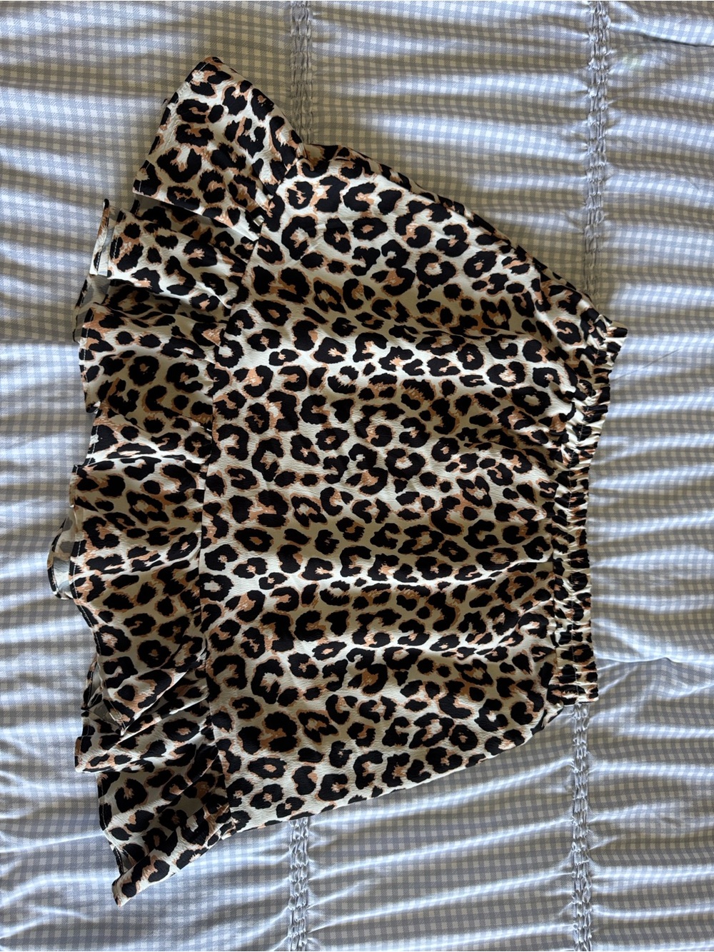 Leopard Print Ruffle Mini Skirt - Black and Brown